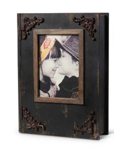 Black Wooden Book Box w/ Photo Frames