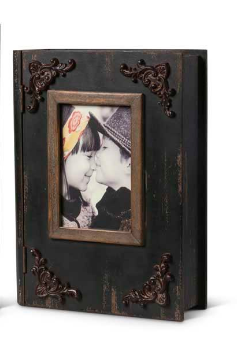 Black Wooden Book Box w/ Photo Frames