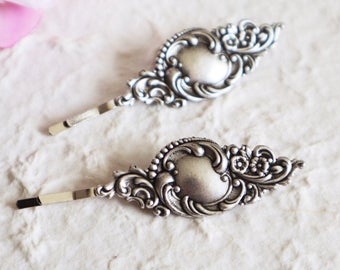 Victorian Style Silver Plated Hair Bobby Pins