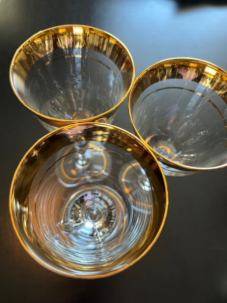 Vintage Crystal Mikasa Gold Rim Sherry/Port Glass