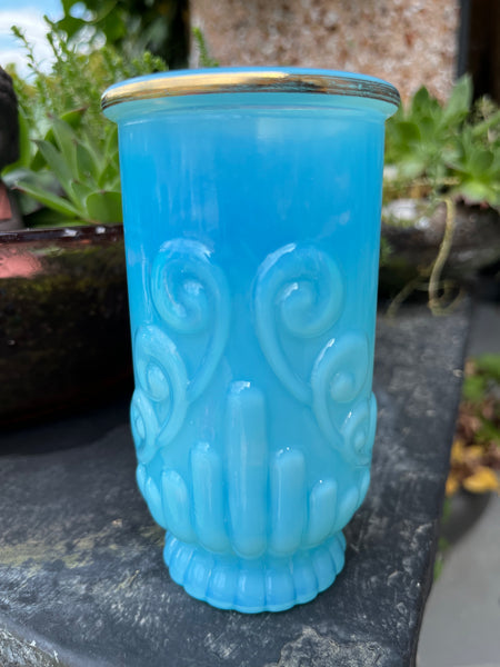 Vintage Bristol Avon Blue/ Aqua Opalescent Glass Tumbler