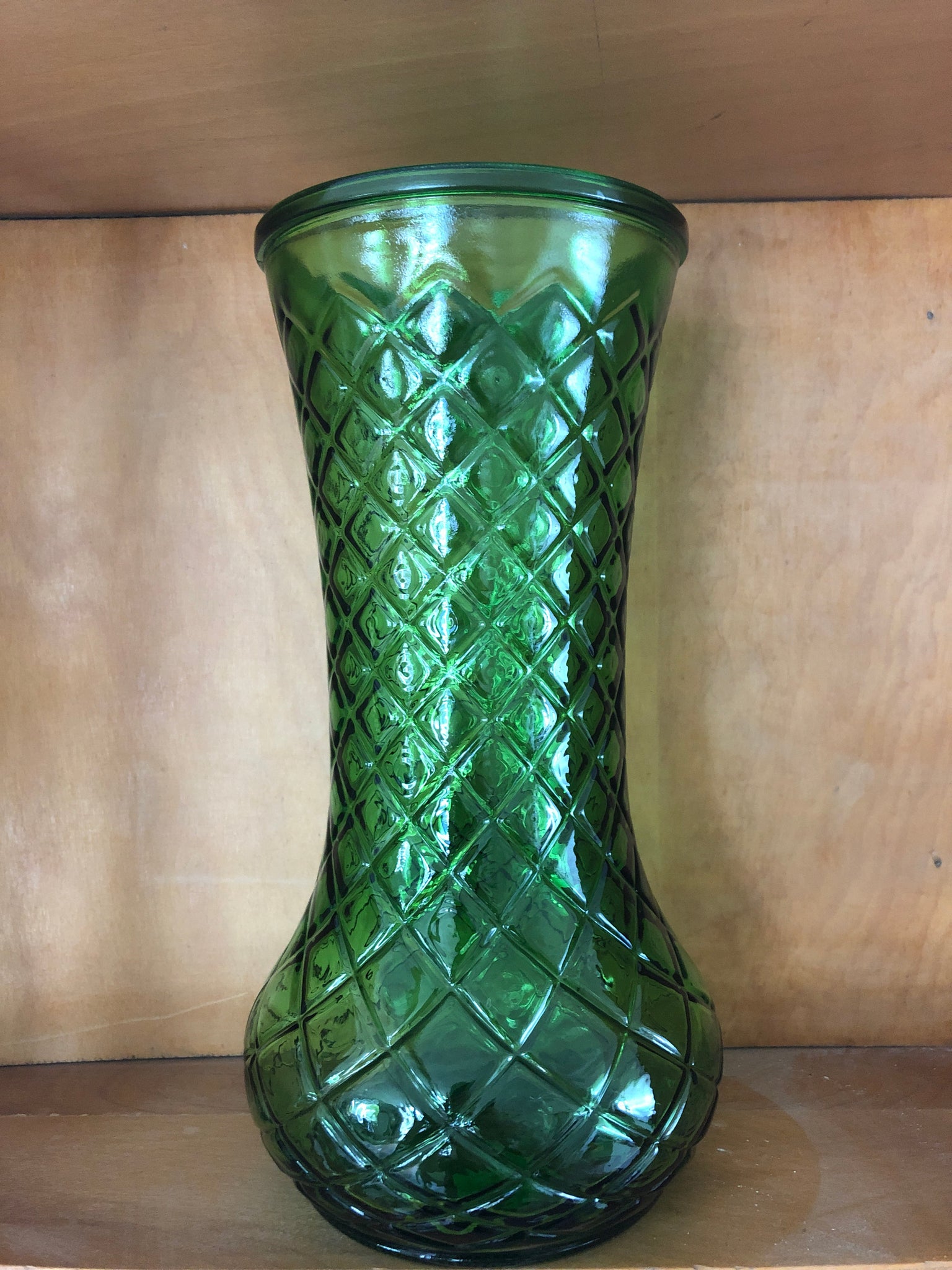 Emerald Diamond Cut Vase 9 3/4"