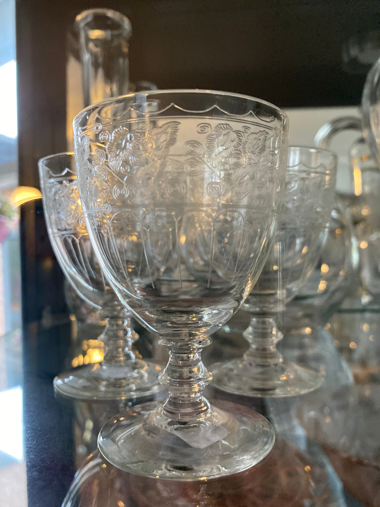 Clear Depression Glass Footed Juice Goblets