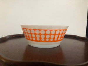 Vintage Fire King Bowl w/ Orange Polka Dots