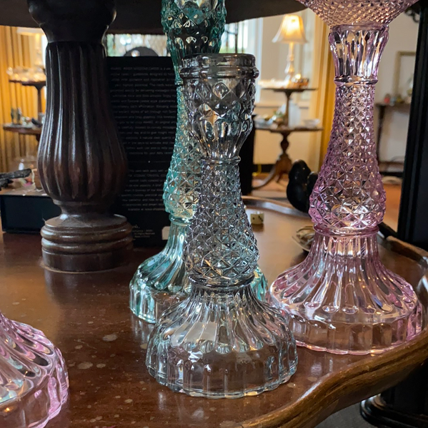 Vintage inspired glass candle holders