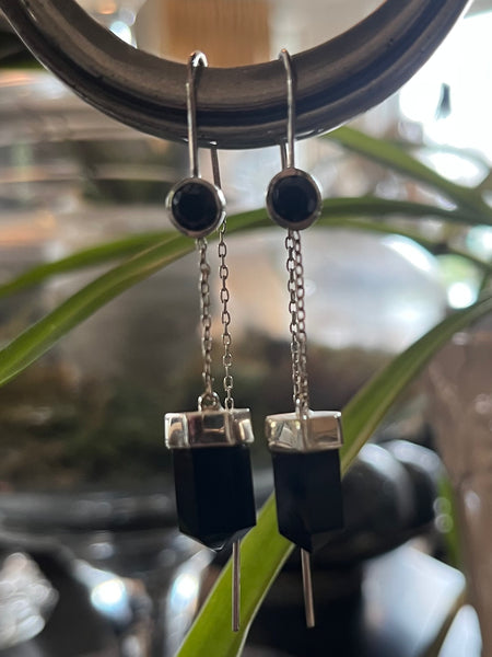 Silver Drop Earrings w/ Semi Precious Stones