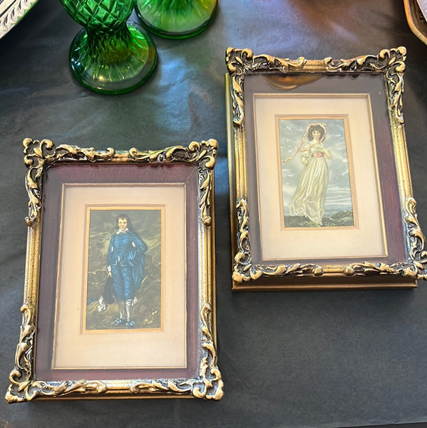 Vintage Blue Boy Gainsborough Wooden Frame 6" x 4 3/4”