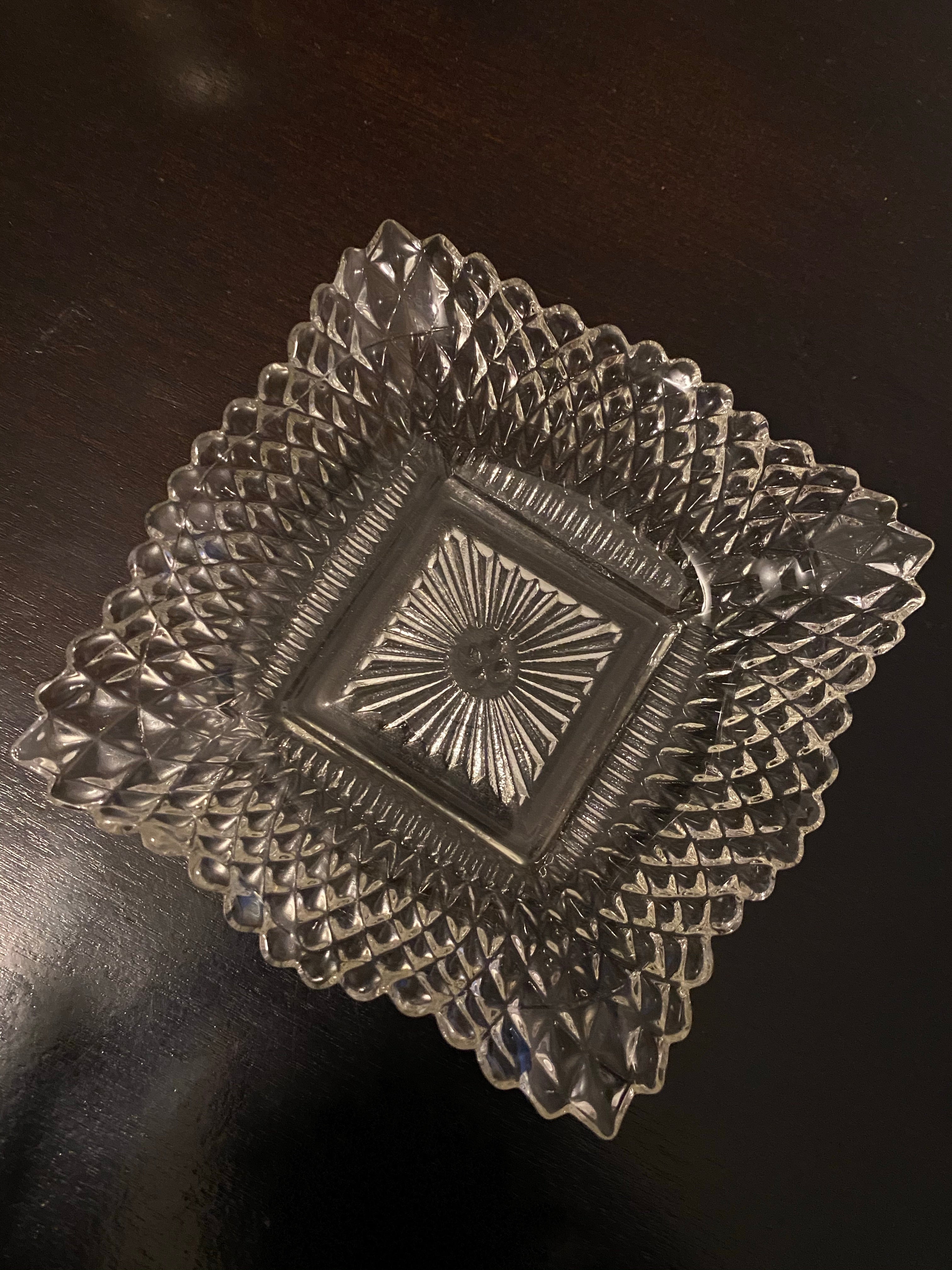 Clear Glass Square Dish Miss America Pattern