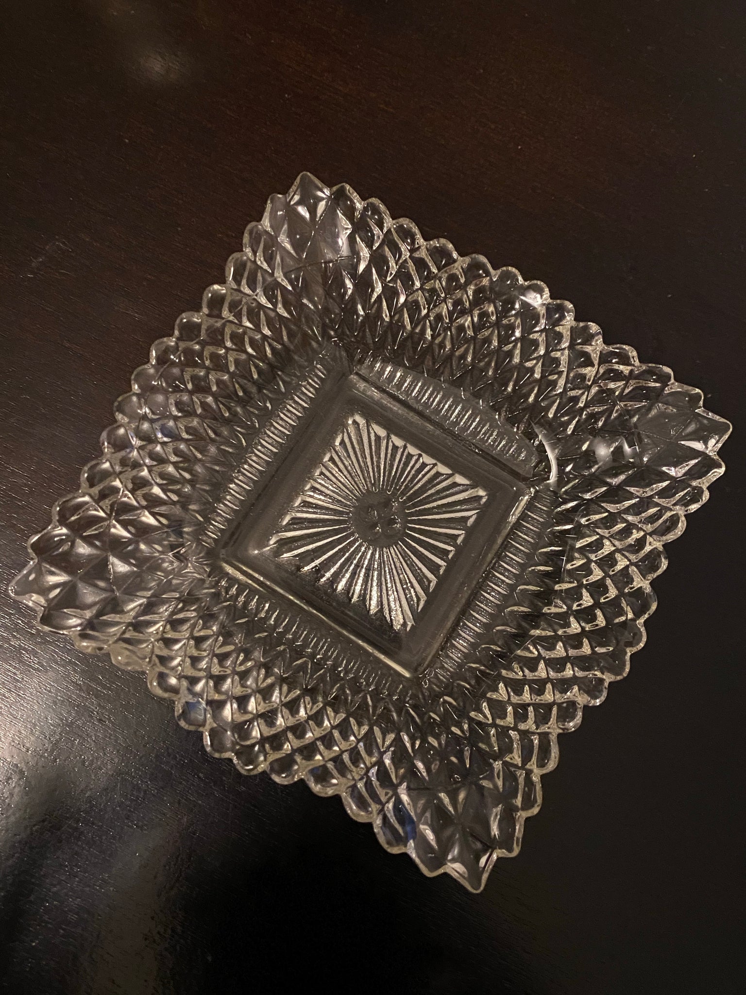 Clear Glass Square Dish Miss America Pattern