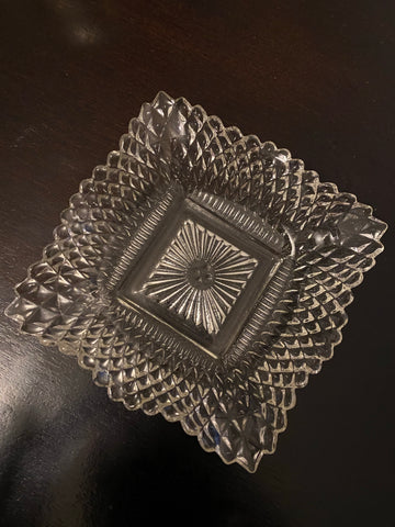 Clear Glass Square Dish Miss America Pattern