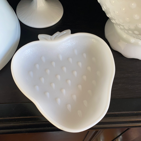 Vintage Milk Glass Strawberry Dish