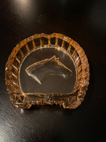 Pink Depression Glass Art Deco Horseshoe Trinket Dish