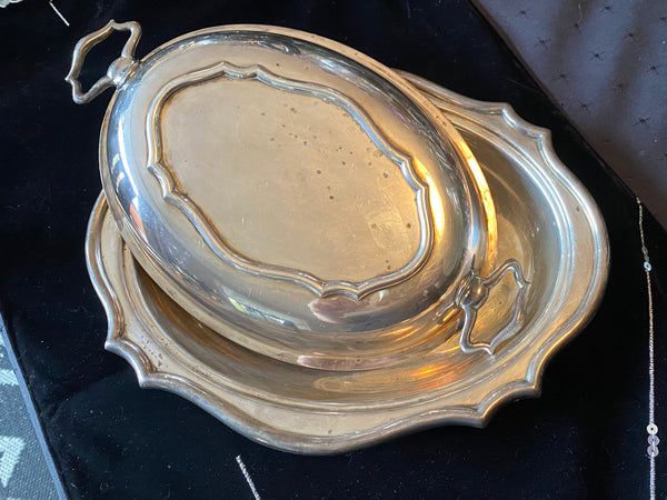Vintage Silver Plate Oval Scalloped Serving Dish