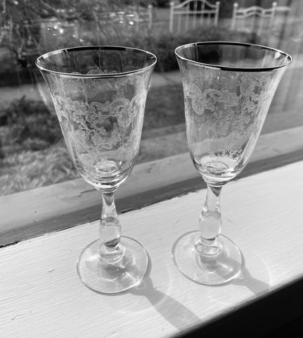 Vintage Czech Etoile Crystal Wine Glass by Bohemia Crystal Crystalex