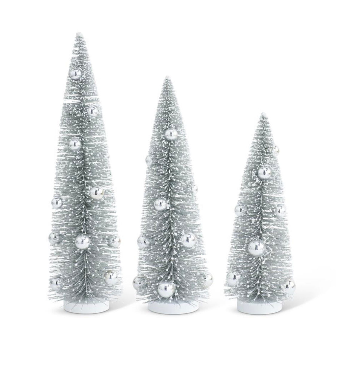 White Glittered Brush Trees