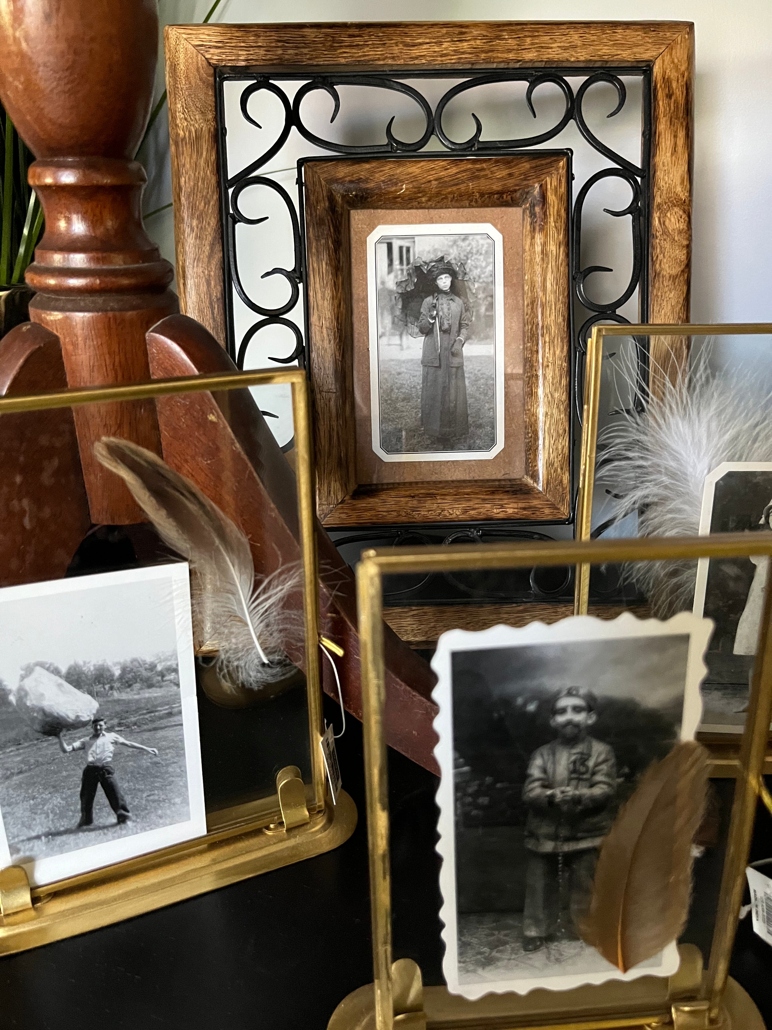 Vintage wooden frame w/ black metal insert