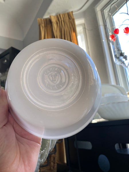 Federal Milk Glass 6” bowl w upper edge