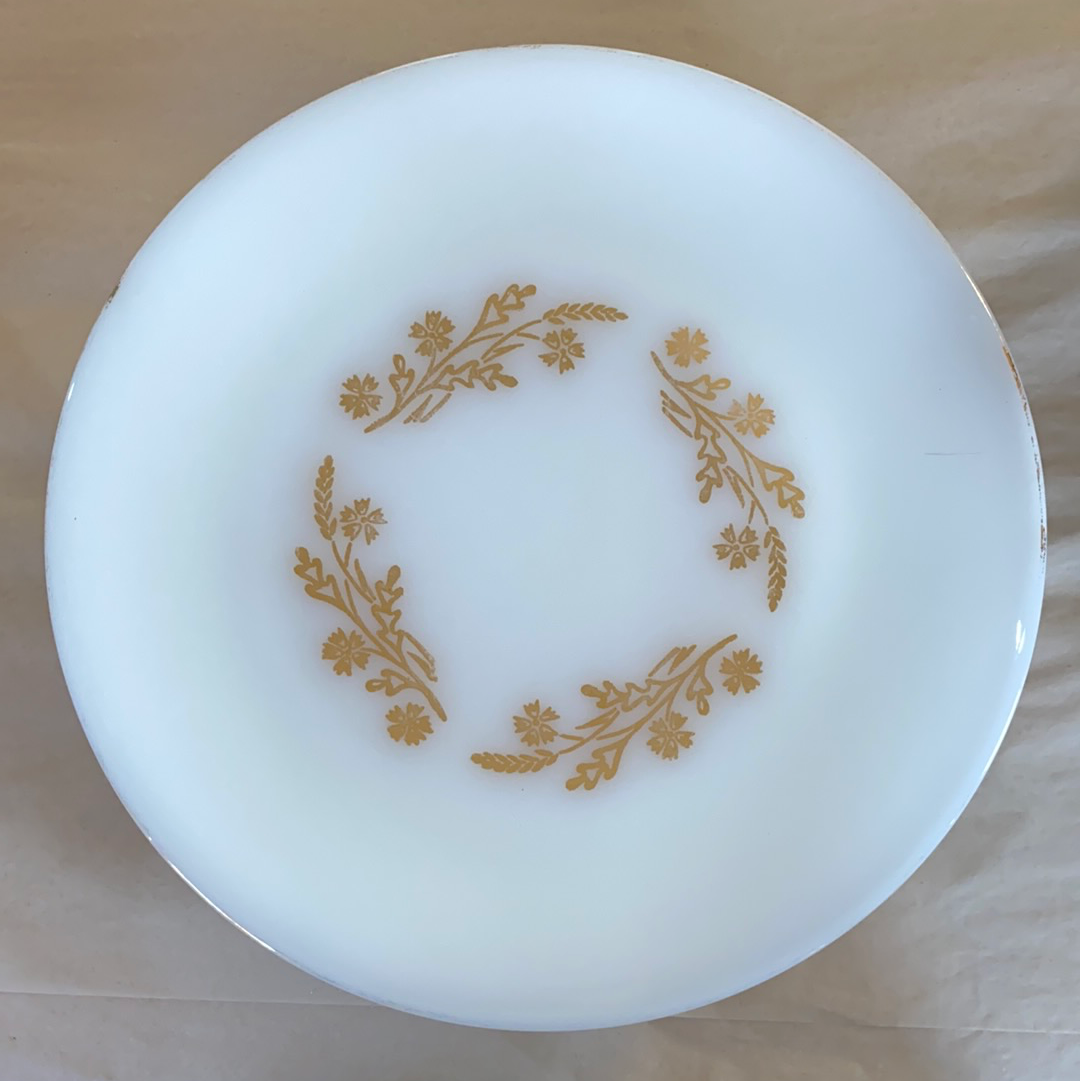 Federal Glass Co Milk Glass Plates Meadow Gold 9 7/8"