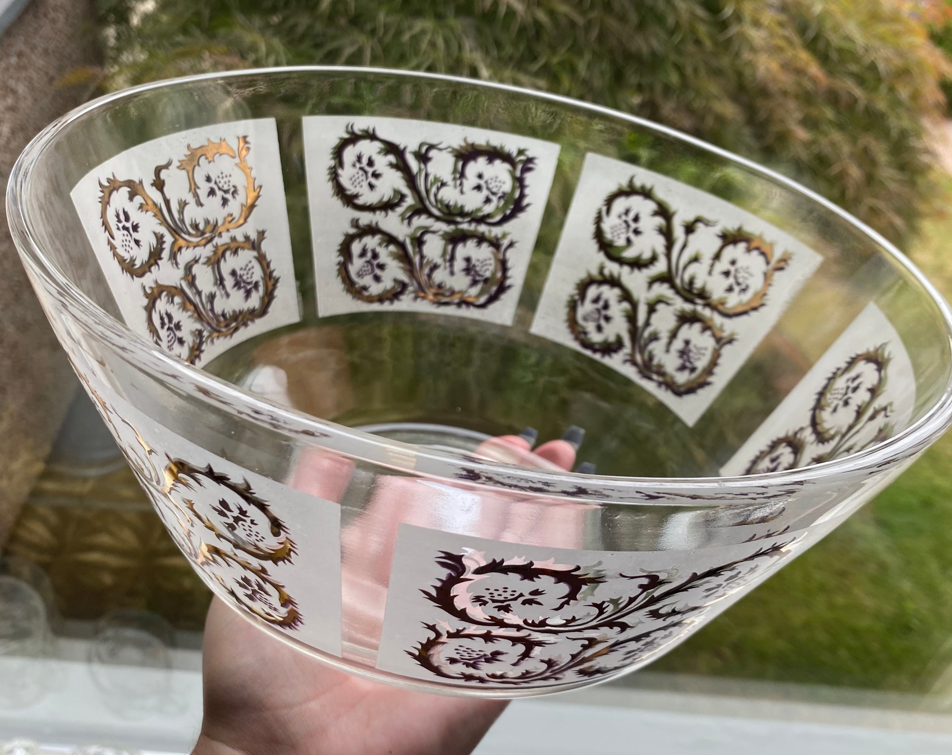 Mid Century Bowl w/ Gold & White Scrolls