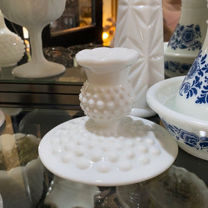 Vintage Hobnail Milk Glass Candle Stick Holder