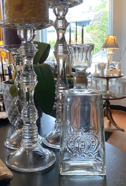 Vintage Whiskey Crown Royal Bottle Glass Decanter w/ Stopper
