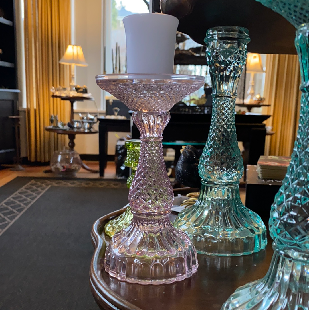 Vintage inspired glass candle holders