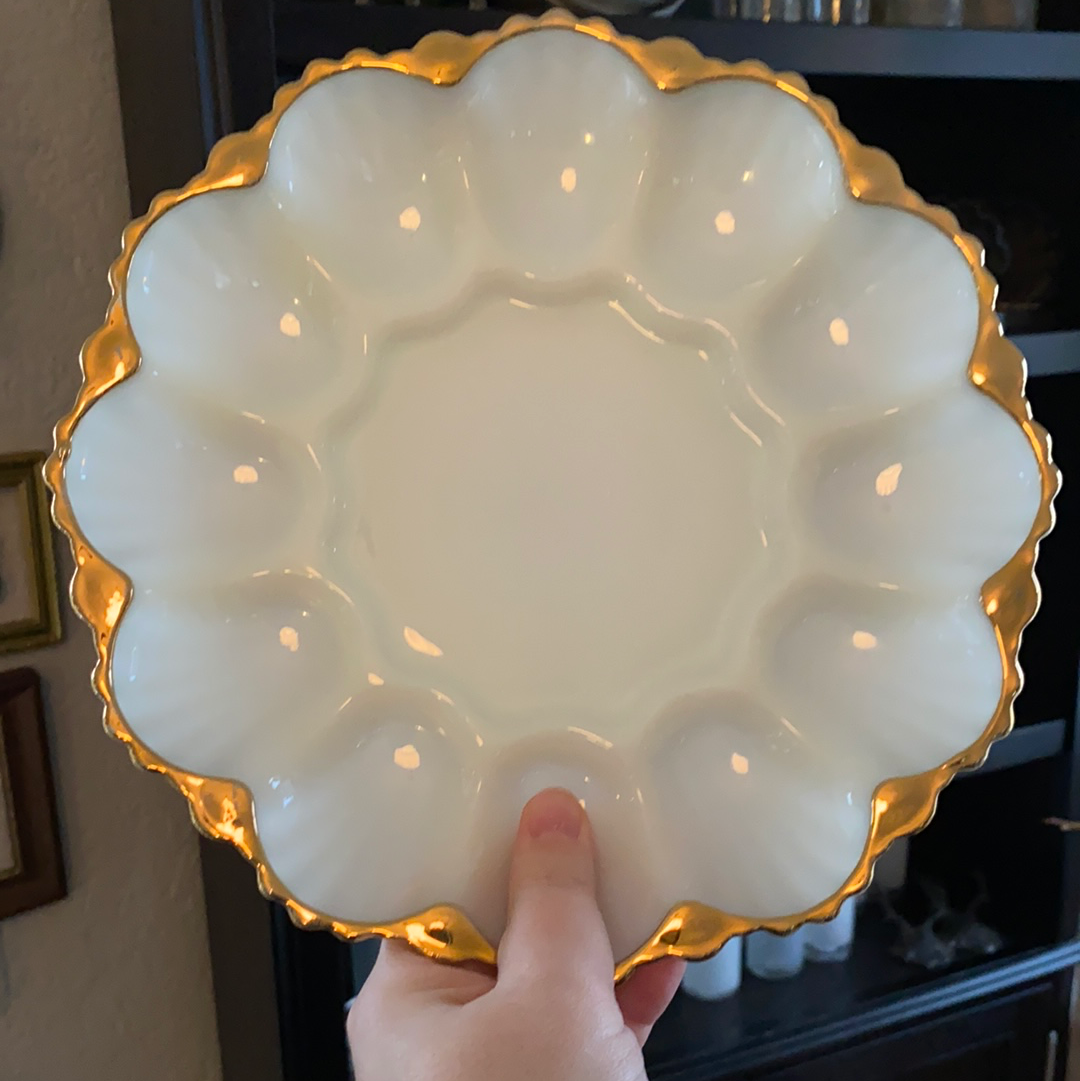 Anchor Hocking Milk Glass Tray Devilled Eggs