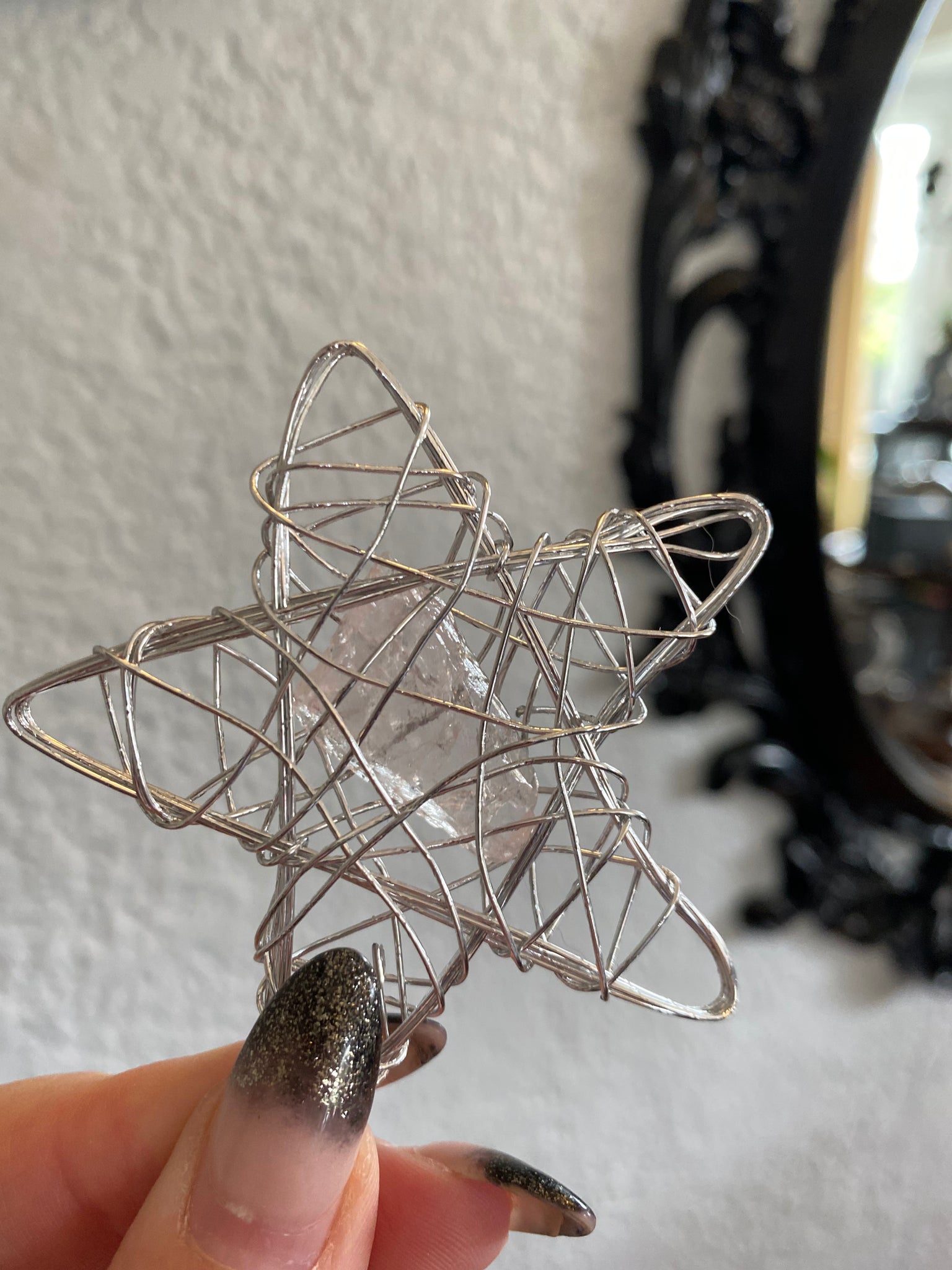 Vintage Inspired Silver Wire Star w/ Crystal