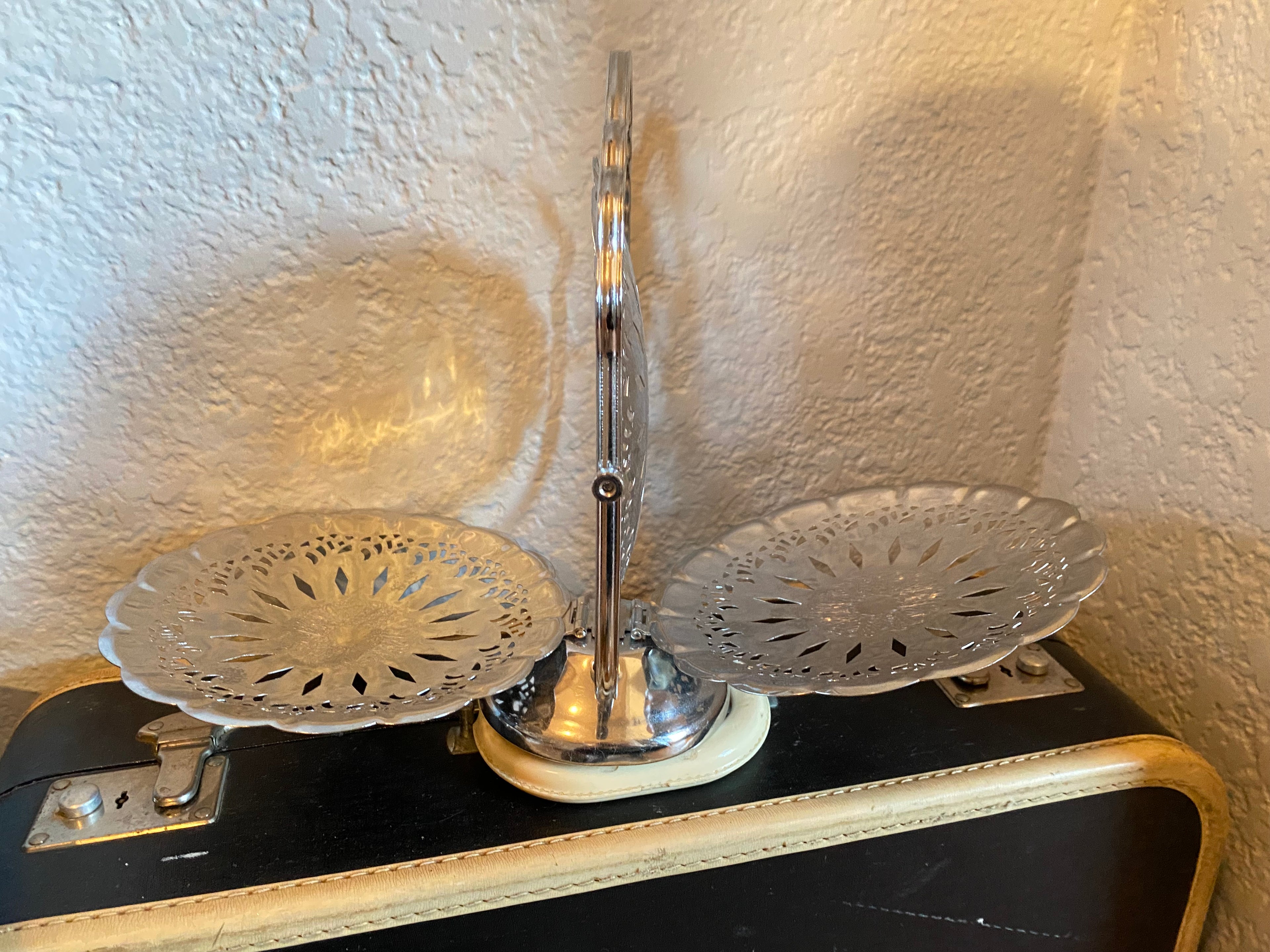 Vintage Chrome Plated 3-Tier Folding Tidbit Stand