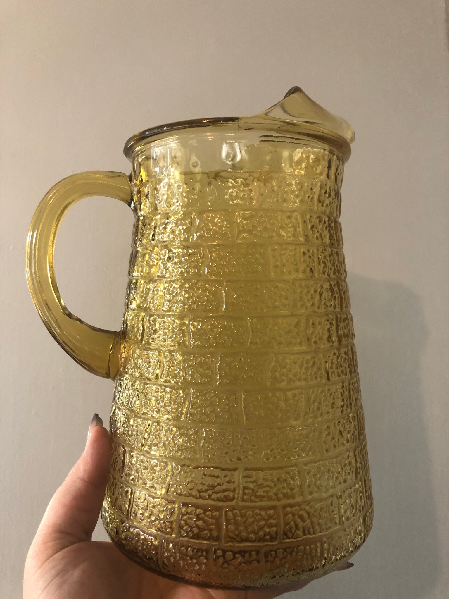 Amber Pitcher w/ Brick Stippled pattern
