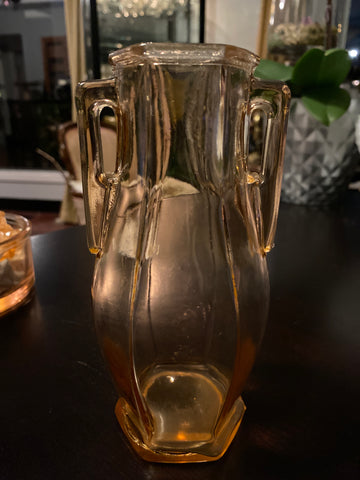 Pink Depression Glass Art Deco Hexagonal vase