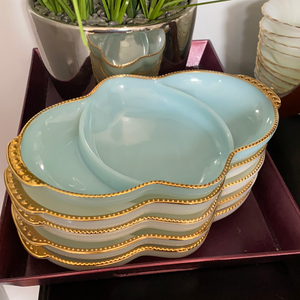 RARE Vintage Anchor Hocking Delphite Blue Milk Glass Divided/ Three Section Tray