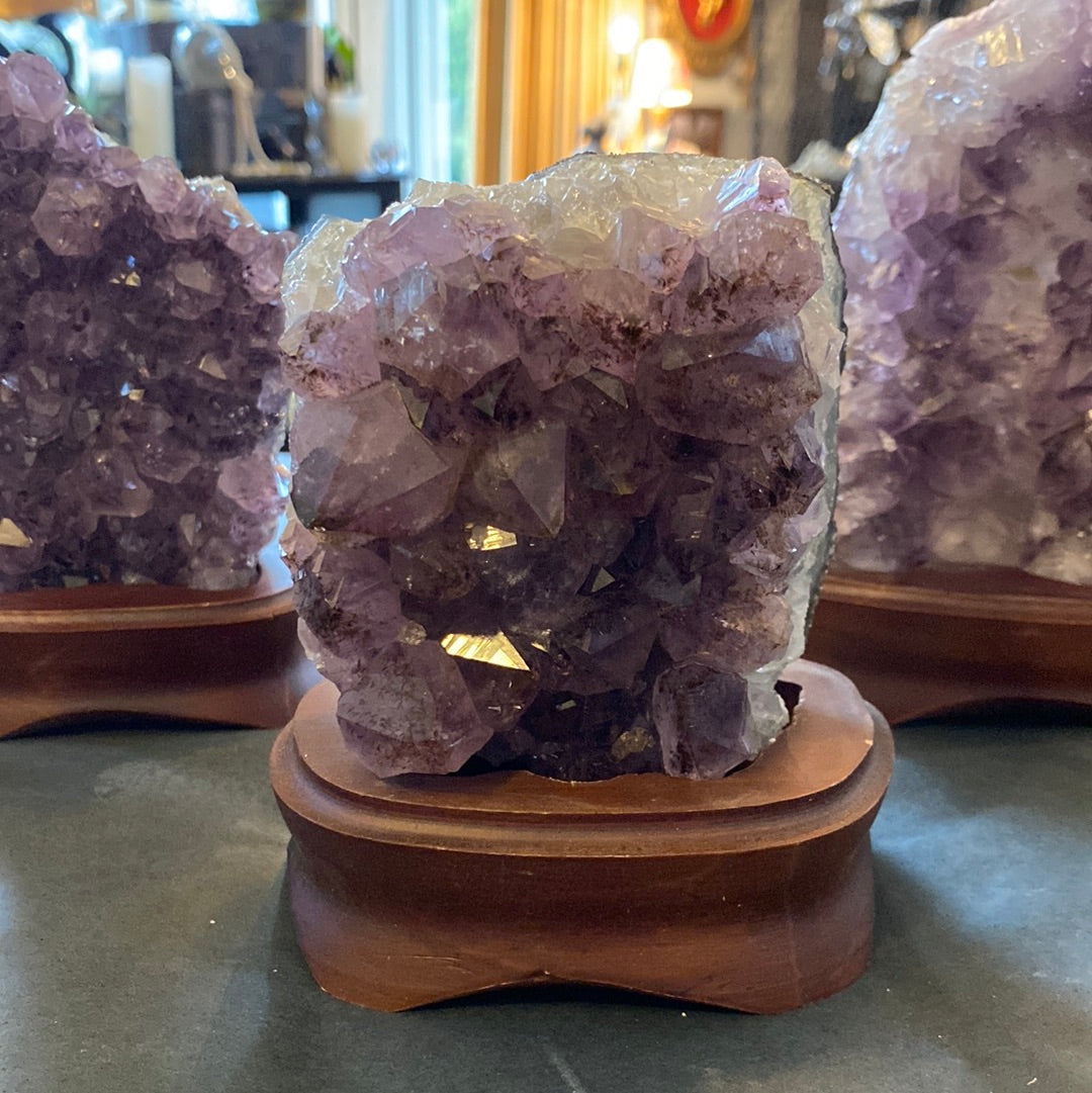 Amethyst Cluster on wood base Unique #3 - 5" to 8"