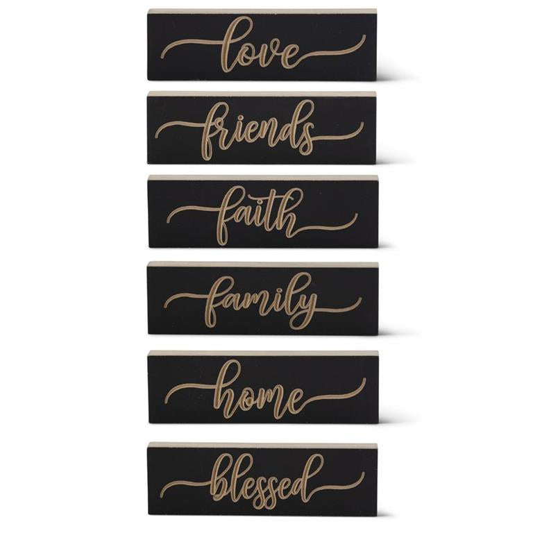 Matte Black Script Embossed Inspirational Tabletop Signs
