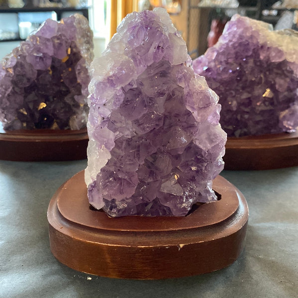 Amethyst Cluster on wood base Unique #1 - 4" to 7"