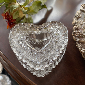 Vintage Heart Lead Crystal Trinket Box