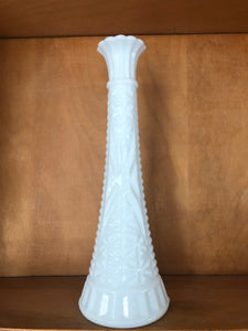 Anchor Hocking Stars and Bars Basic White Milk Glass Bud Vase Large