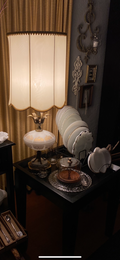 Vintage French Opaline Lamp w/ Gold Filigree & Marble Base