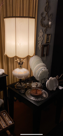 Vintage Lamp w/ Gold Filigree & Marble Base