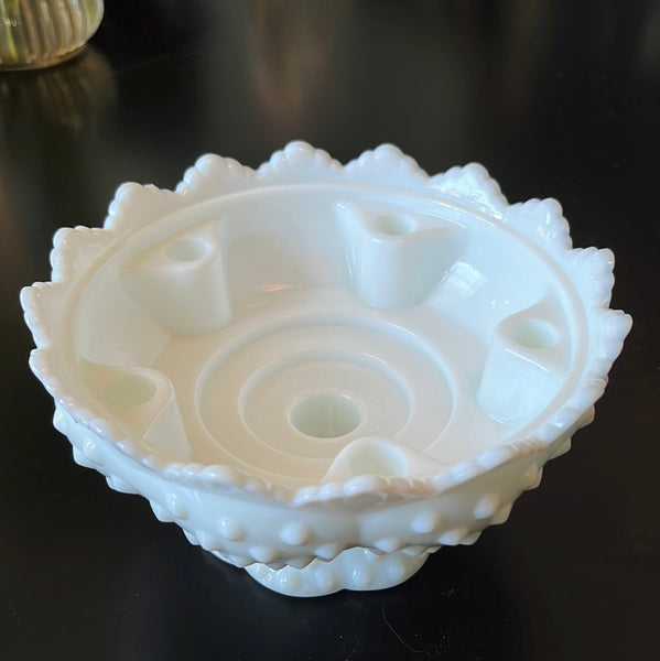 Vintage Fenton Milk Glass Hobnail Candle Holder