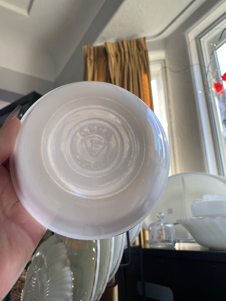 Federal milk glass 5” cereal bowl w upper edge