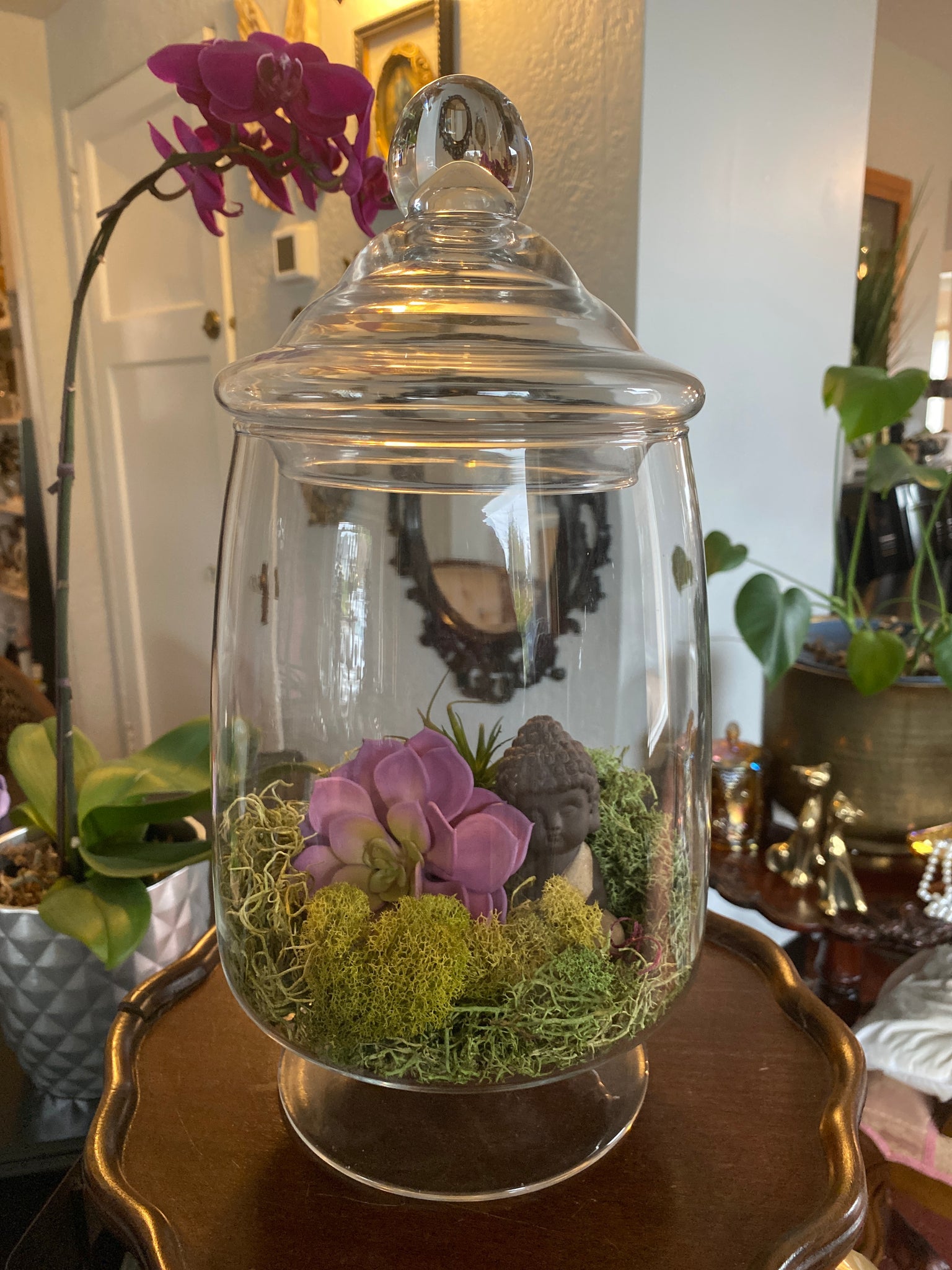 Terrarium w/ Pink Buddha 6"x 14"