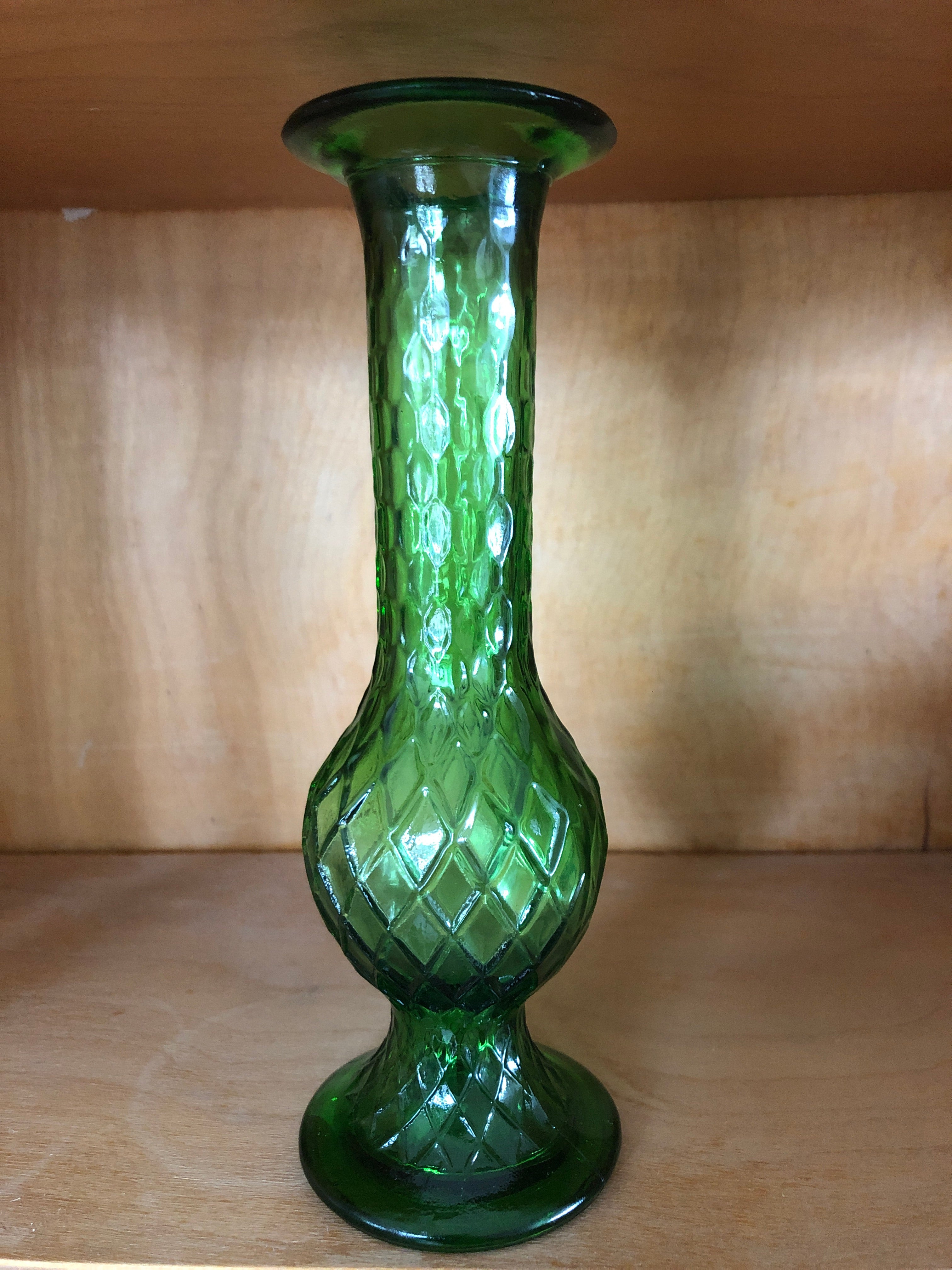 Emerald Diamond Cut Vase 7 1/2”