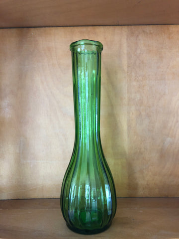 Emerald Ribbed Vase 9"