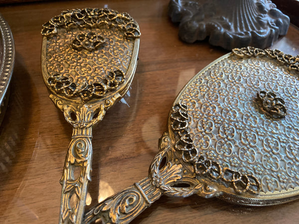 Vintage Brass Colored Vanity Set