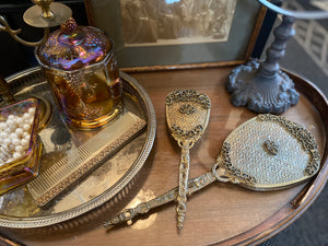 Vintage Brass Colored Vanity Set