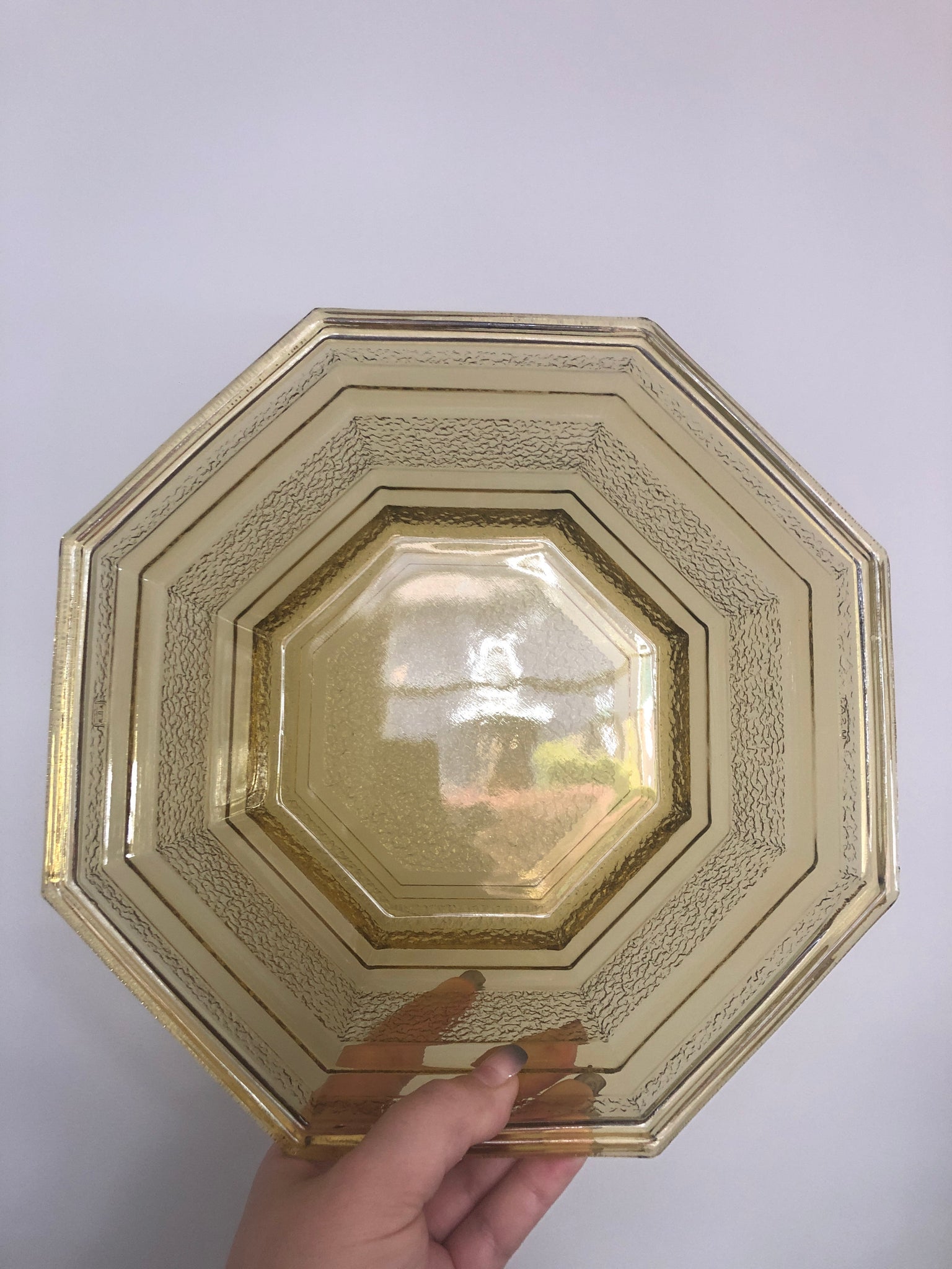 Amber Octagon Chip Bowl w/ Pebble Pattern