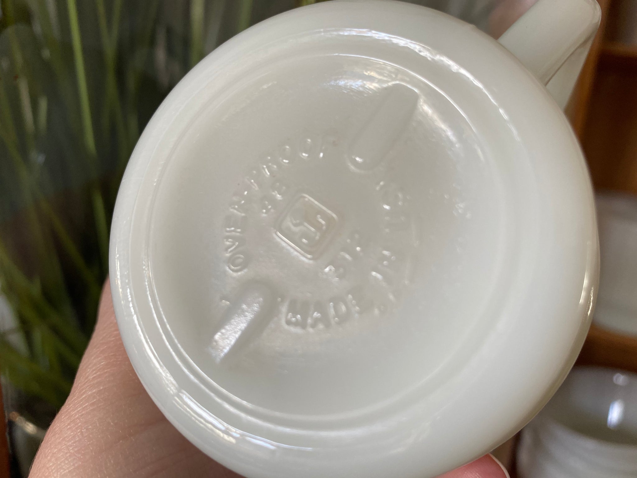 Milk Glass Stacking D Handle Mugs