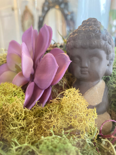 Terrarium w/ Pink Buddha 6"x 14"