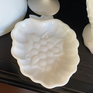 Vintage Hazel Atlas Milk Glass Grape Dish